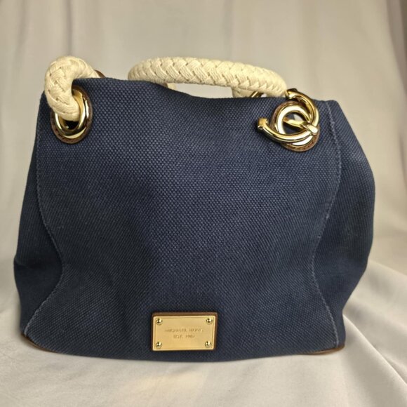 Michael Kors Marina Bicolor Canvas Tote Bag in navy blue w/ Rope Handle 💙✨ - Picture 16 of 16